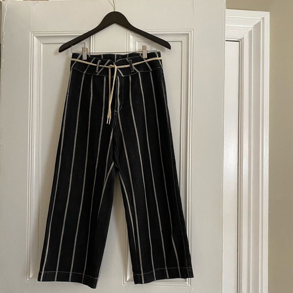 Cropped Wide Leg Retro Stripe Jeans